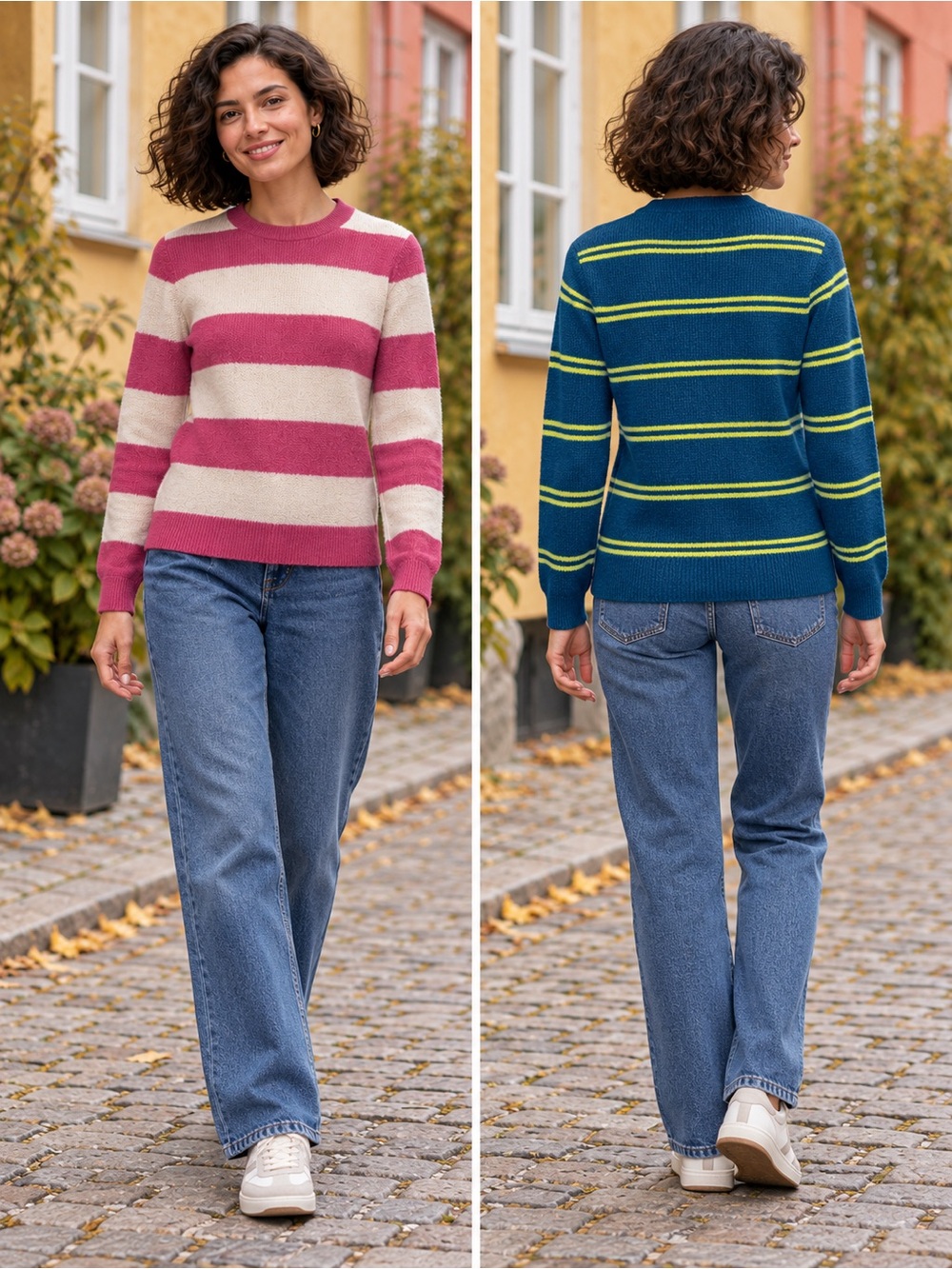 27 Miles Malibu 100% Cashmere Mixed Stripe Colorblock Sweater XS Pink Blue